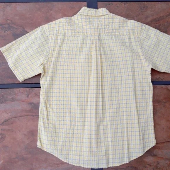 IZOD Men's Short Sleeve 100% Cotton Button Down Summer Shirt Plaid Size L - Picture 4 of 5